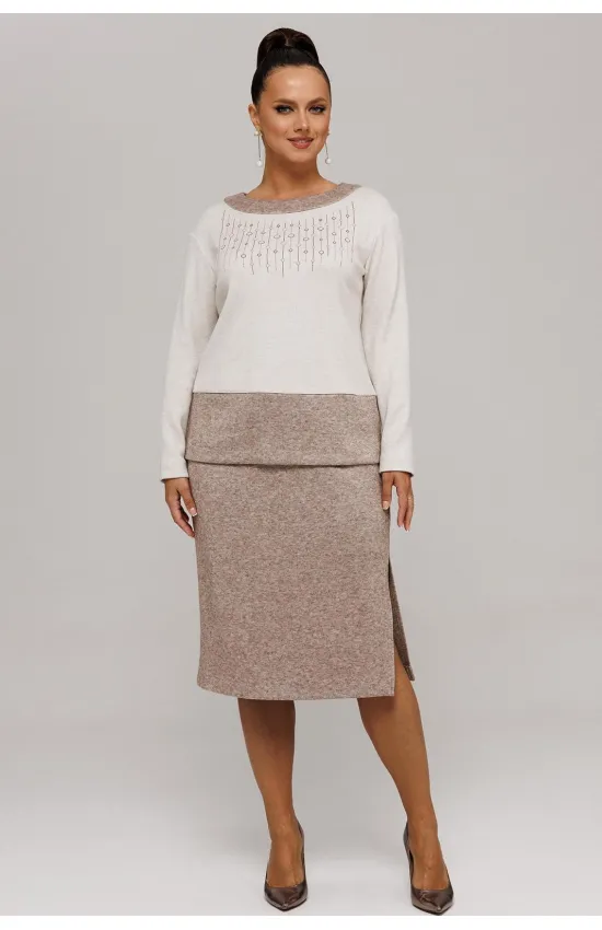 Костюм Галеан Cтиль 994 бежевый с коричневым