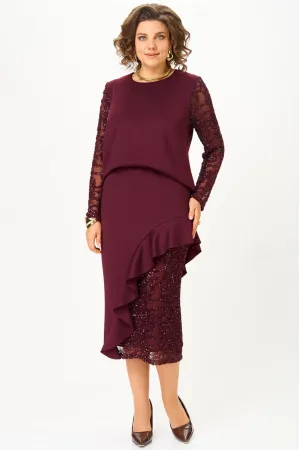 Костюм Кокетка и К 1336 бордовый