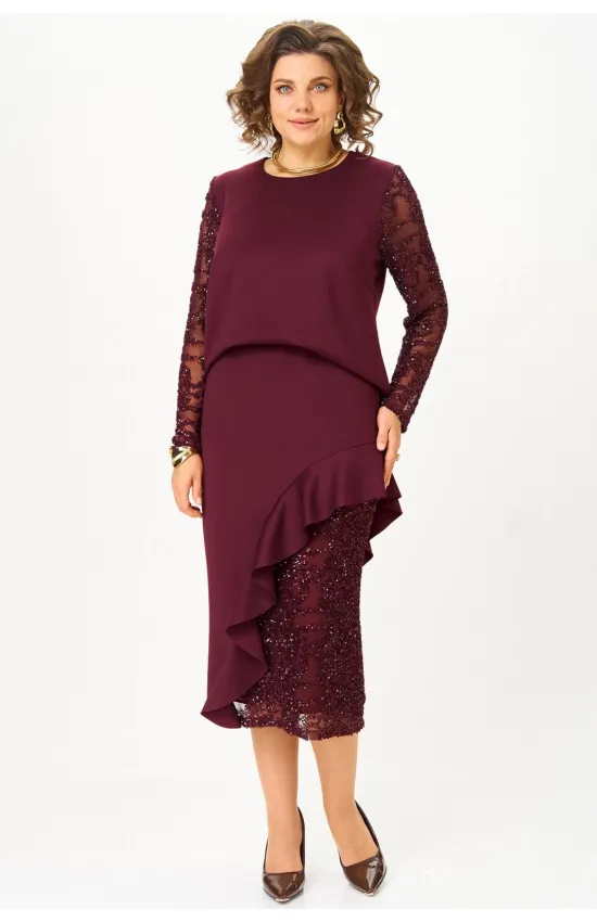 Костюм Кокетка и К 1336 бордовый