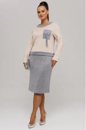 Костюм Галеан Cтиль 993 серый с бежем