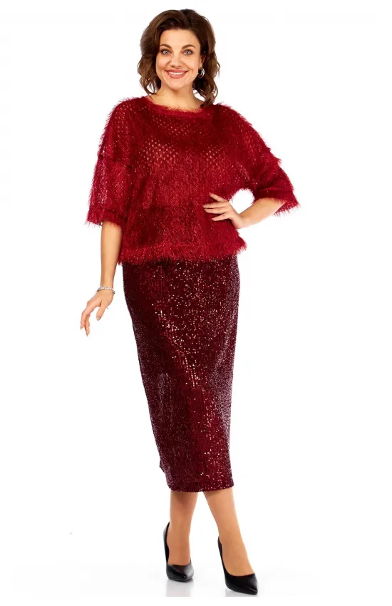 Костюм Ольга Стиль Л413 темный-красный