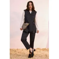 Костюм Магия Моды 2628 темно-синий в полоску+светлый беж