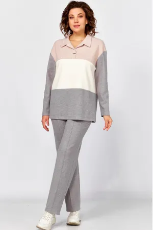 Костюм BAGIRA 1074 Серый+пудра+молоко