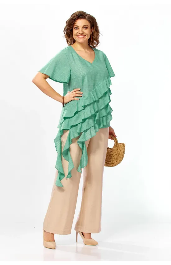 Костюм Mira Fashion 5696 зеленый+бежевый