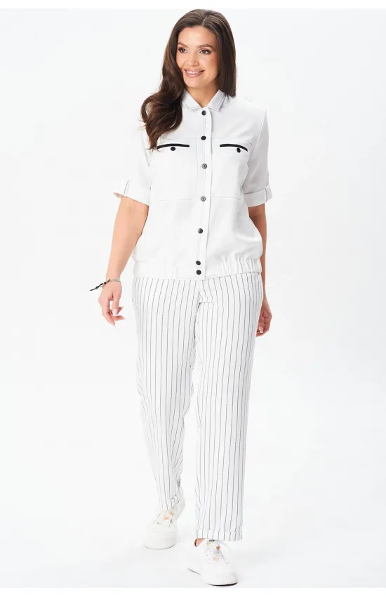 Костюм Vilena fashion 1079 белый+белый/полоска