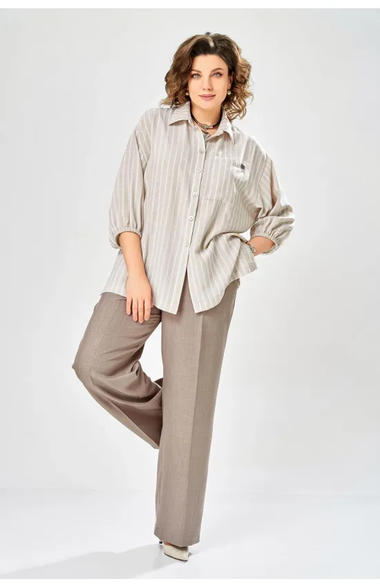 Костюм Ольга Стиль С1017 беж-коричневый