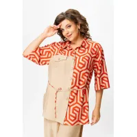 Костюм Кокетка и К 1282 беж+терракот