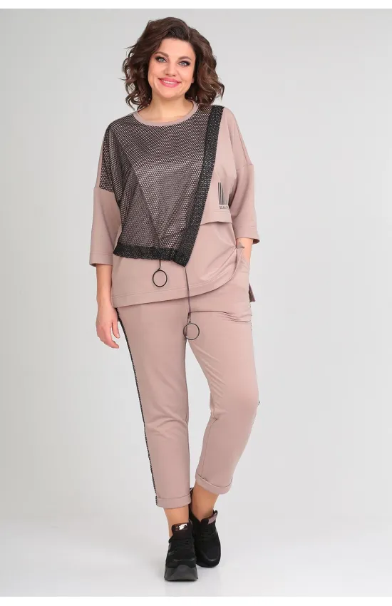 Костюм Michel Chic 1329-1 пудра + чёрный