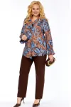 Костюм Элль-стиль 2398/2 коричневый, голубой принт.
