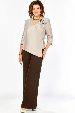 Костюм Ольга Стиль С968 беж-коричневый
