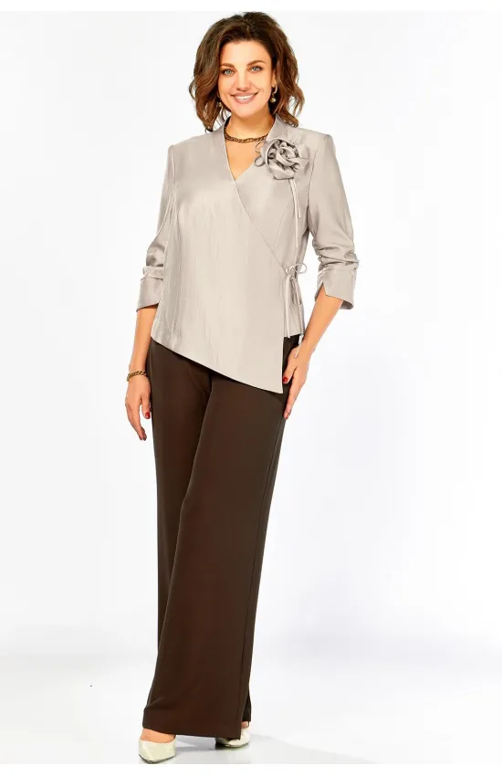 Костюм Ольга Стиль С968 беж-коричневый