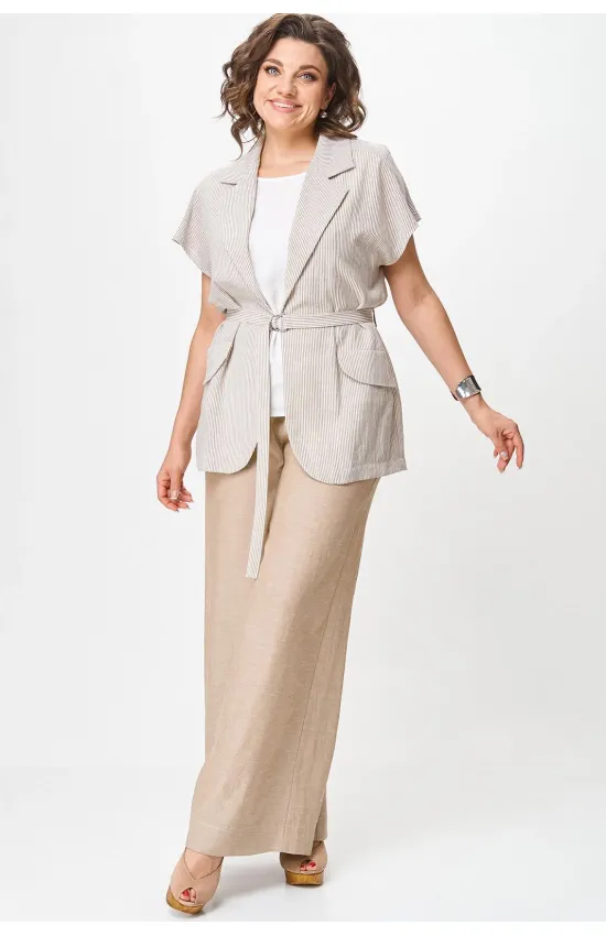 Костюм Michel Chic 1429 бежевый/белый полоска
