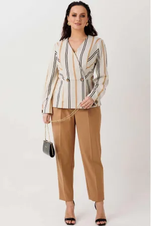 Костюм MisLana 1303 беж - полоска/горчичный