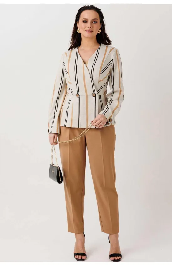 Костюм MisLana 1303 беж - полоска/горчичный
