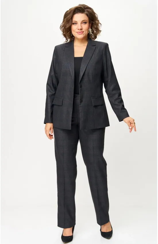 Костюм БелЭльСтиль 412-314/609-323 серо-коричневая клетка