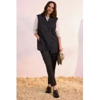 Костюм Магия Моды 2628 темно-синий в полоску+светлый беж