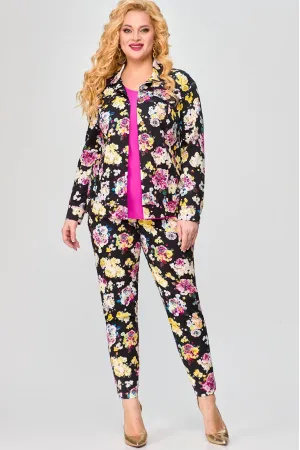 Костюм Svetlana Style 1883 черный+цветы+фуксия