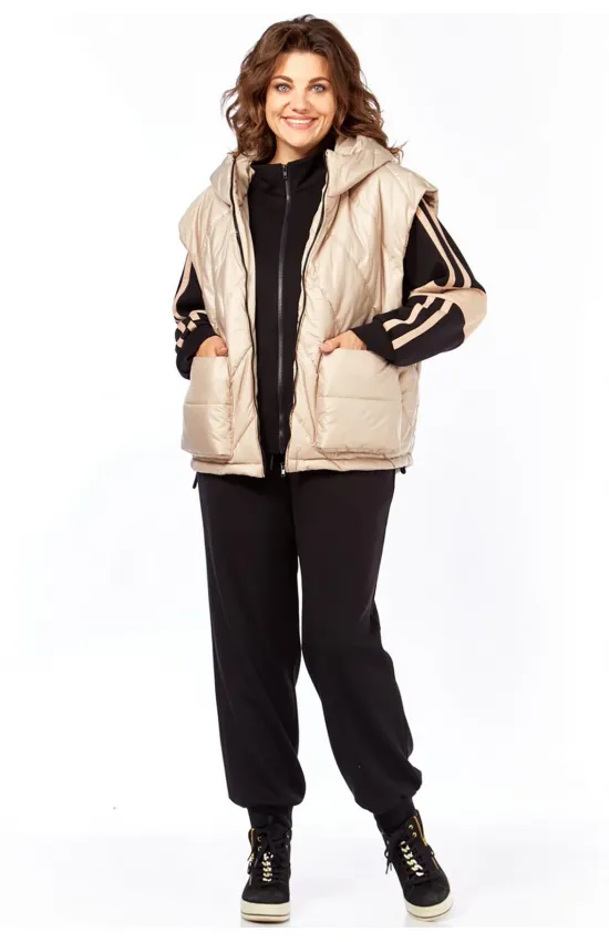 Костюм Милора-стиль 1378 черный + песочный