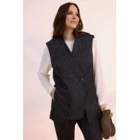 Костюм Магия Моды 2628 темно-синий в полоску+светлый беж