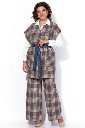 Костюм Anastasia 1172-1 песочный-деним (клетка)