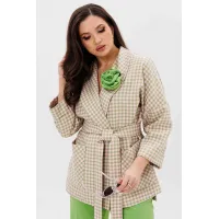 Костюм MisLana 1185 клетка (беж-розовый-зеленый)/зеленый