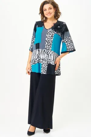 Костюм Svetlana Style 5035 черный с голубым принт