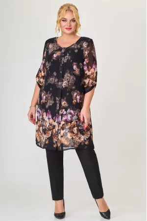 Костюм Svetlana Style синий+красный+цветы