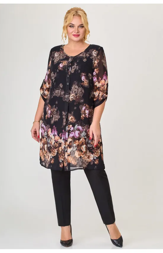 Костюм Svetlana Style синий+красный+цветы