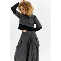 Костюм Euromoda 632 серый (клетка)+черный