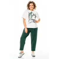 Костюм Michel Chic 1458 темный изумруд+белый
