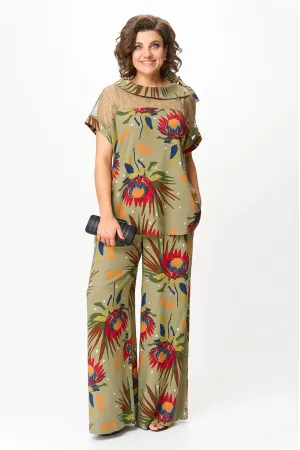 Костюм Michel Chic 1426 хаки+цветы