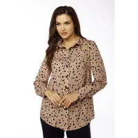 Костюм LUCKY FOX 1342 бежевая блузка + черные брюки