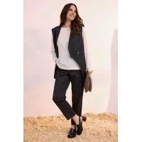 Костюм Магия Моды 2628 темно-синий в полоску+светлый беж