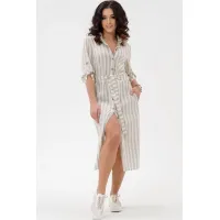 Платье-рубашка в полоску Serenada-2768 графитовый полоса