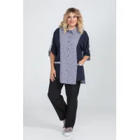 Оригинальная женская рубашка 56 размера Люкс-982 темно-синий-Н