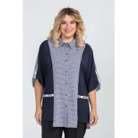 Оригинальная женская рубашка 56 размера Люкс-982 темно-синий-Н