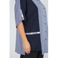 Оригинальная женская рубашка 56 размера Люкс-982 темно-синий-Н