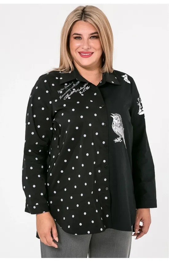 Стильная женская рубашка Люкс-1035 черный Стильная женская рубашка Люкс-1035 черный