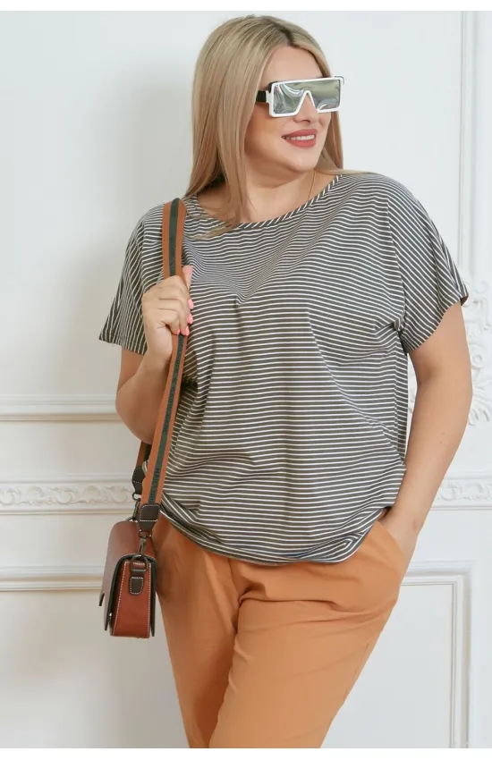 Стильная женская футболка Люкс-1323 хаки Стильная женская футболка Люкс-1323 хаки