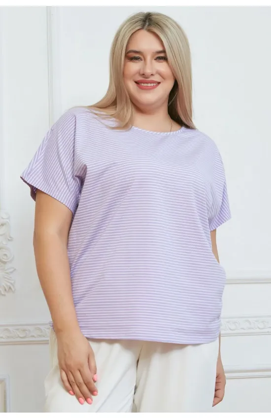 Удобная женская футболка Люкс-1323 сиреневый Удобная женская футболка Люкс-1323 сиреневый