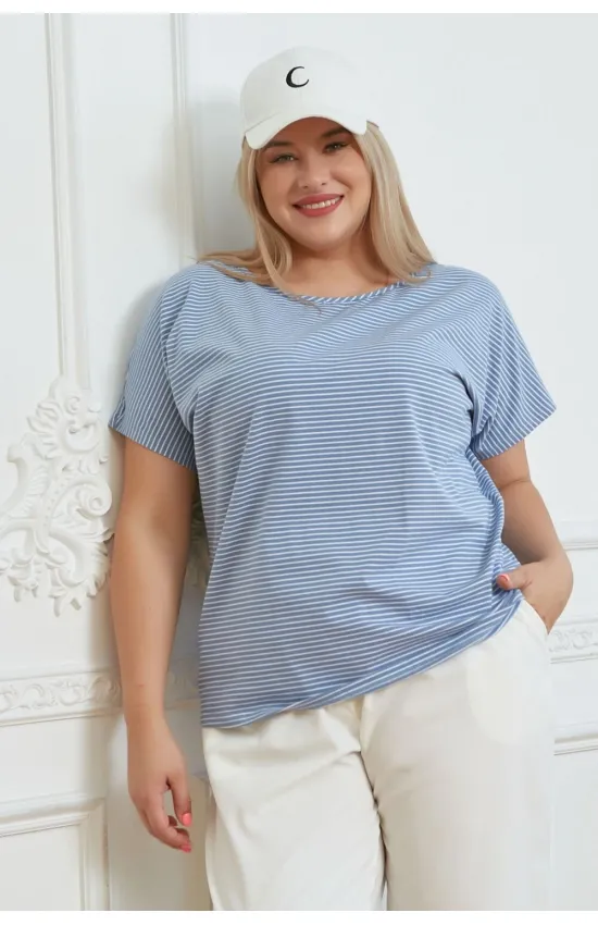 Практичная женская футболка Люкс-1323 синий Практичная женская футболка Люкс-1323 синий