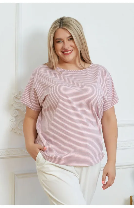 Приятная женская футболка Люкс-1323 пудровый Приятная женская футболка Люкс-1323 пудровый