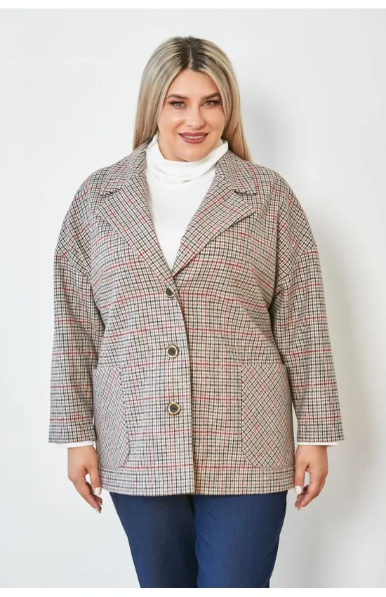 Привлекательный женский жакет Люкс-1012 серо-коричневый Привлекательный женский жакет Люкс-1012 серо-коричневый