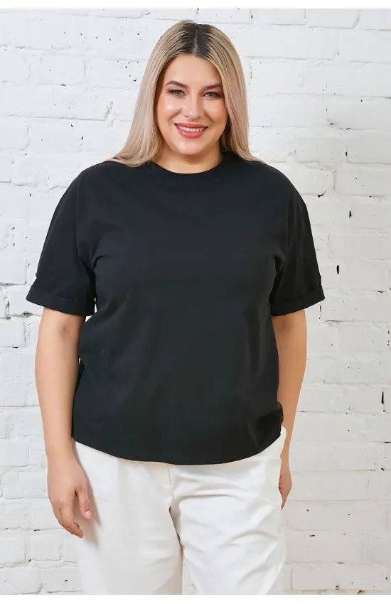 Повседневная женская футболка Люкс-1342 черный Повседневная женская футболка Люкс-1342 черный