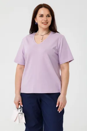Трикотажная футболка в сиреневом цвете Люкс-1047 сиреневый