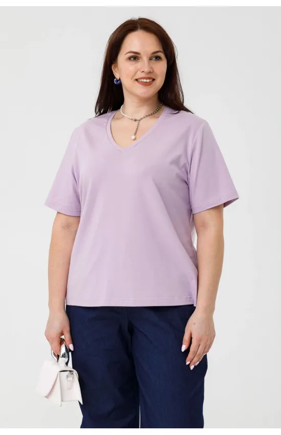Трикотажная футболка в сиреневом цвете Люкс-1047 сиреневый Трикотажная футболка в сиреневом цвете Люкс-1047 сиреневый