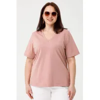 Трикотажная футболка в пудровом цвете Люкс-1047 пудровый Трикотажная футболка в пудровом цвете Люкс-1047 пудровый