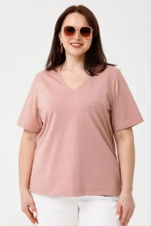 Трикотажная футболка в пудровом цвете Люкс-1047 пудровый